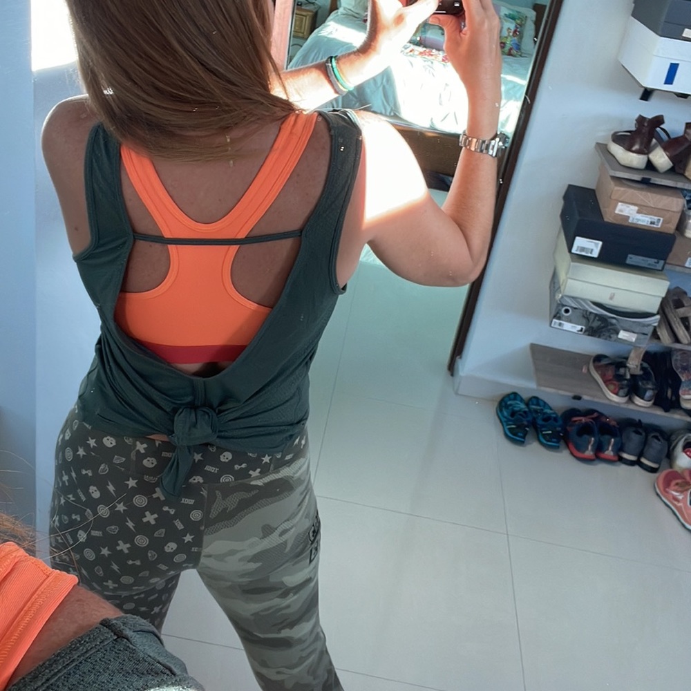 Afriel & Tabris open back olive green exercise top - Picture 2 of 8